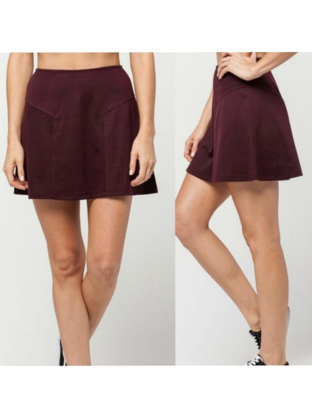 Socialite Maroon Herringbone Mini Skirt